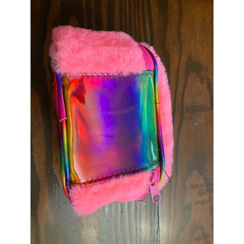 Claire's Izzy The Bear Pink Makeup Girls Bag Rainbow Ears Expressive Eyes